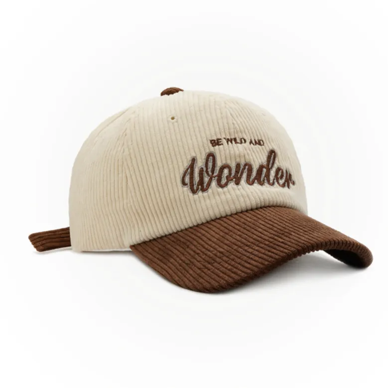 "WONDER" Casquette Baseball Snapback en velour Marron Brodée - URB1™