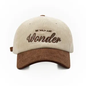 "WONDER" Casquette Baseball Snapback en velour Marron Brodée - URB1™