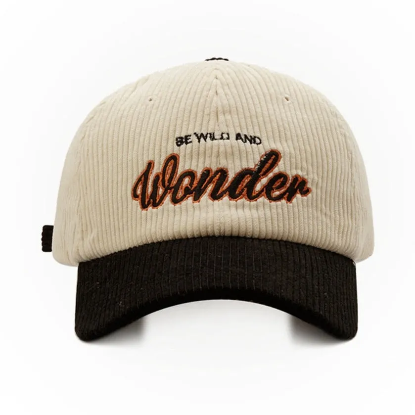 "WONDER" Casquette Baseball Snapback en velour Marron Brodée - URB1™