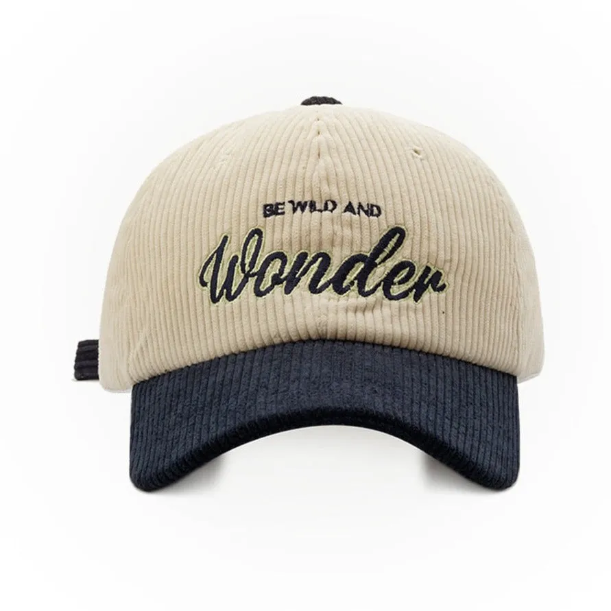 "WONDER" Casquette Baseball Snapback en velour Marron Brodée - URB1™