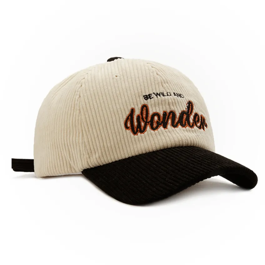"WONDER" Casquette Baseball Snapback en velour Marron Brodée - URB1™