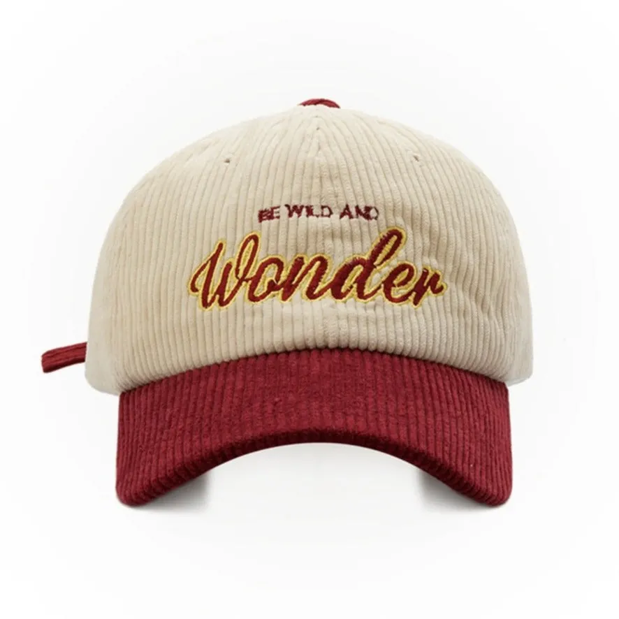 "WONDER" Casquette Baseball Snapback en velour Marron Brodée - URB1™