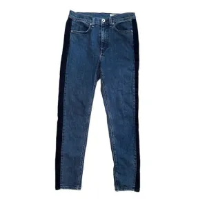 Rag &amp; Bone Mazie Jeans Women Size 27 Double Indigo Racing Panel Cropped Stretch