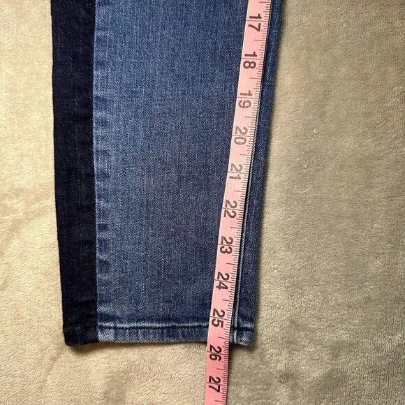 Rag &amp; Bone Mazie Jeans Women Size 27 Double Indigo Racing Panel Cropped Stretch
