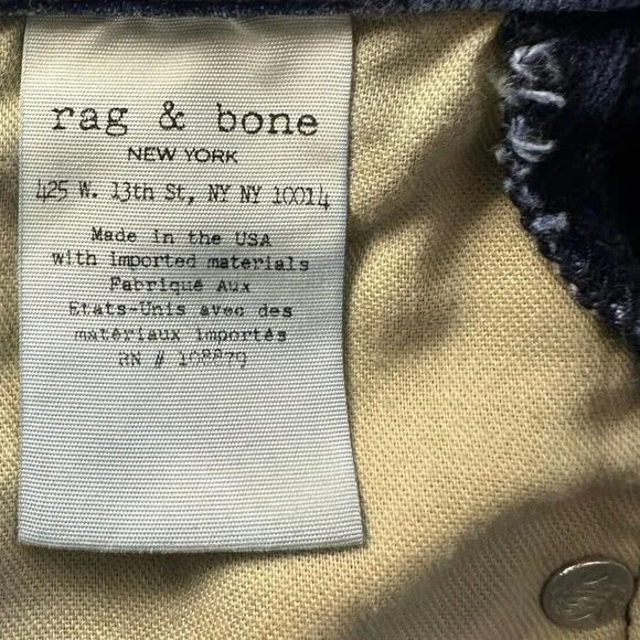 Rag &amp; Bone Mazie Jeans Women Size 27 Double Indigo Racing Panel Cropped Stretch