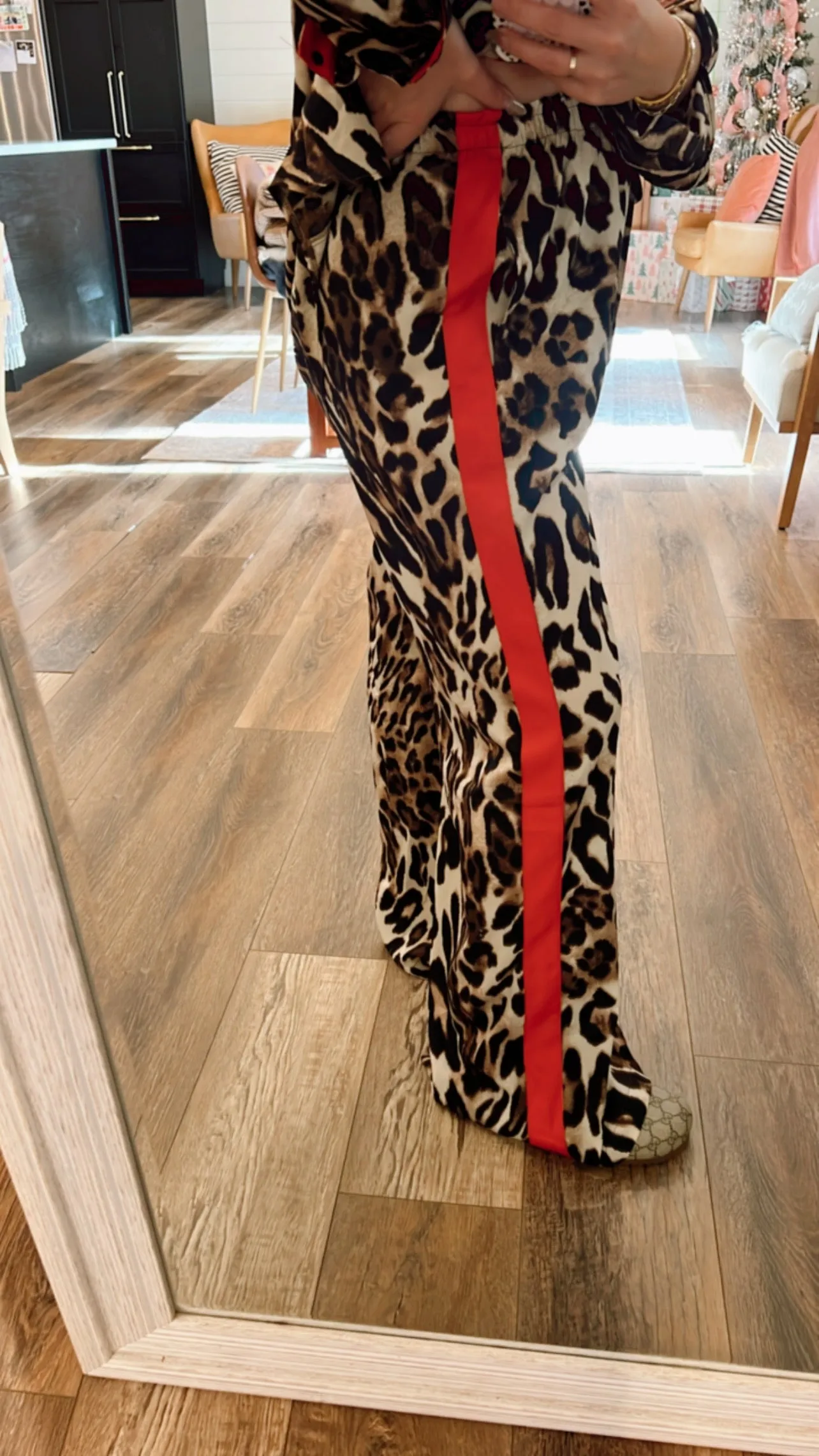 Red Glory Leopard Satin Pants