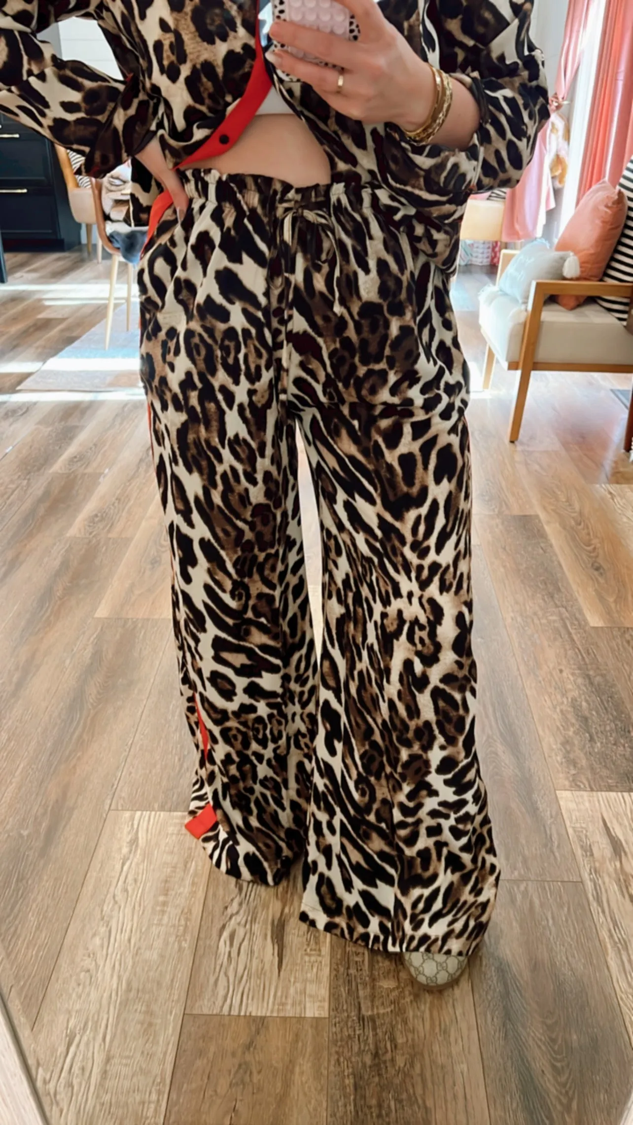 Red Glory Leopard Satin Pants