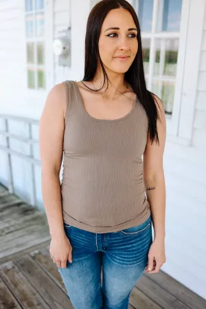 Ribbed Reversible Tank: Vintage Khaki