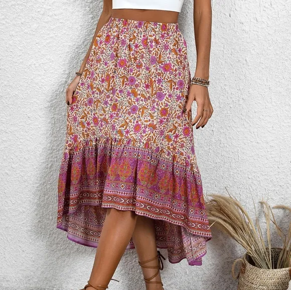 Rich Garden High-Low Skirt