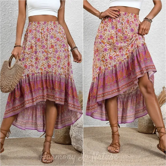 Rich Garden High-Low Skirt