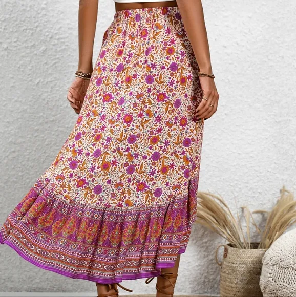 Rich Garden High-Low Skirt