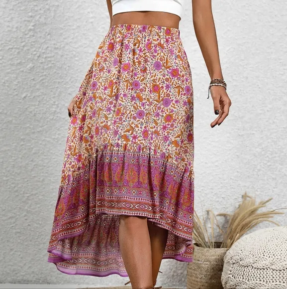 Rich Garden High-Low Skirt