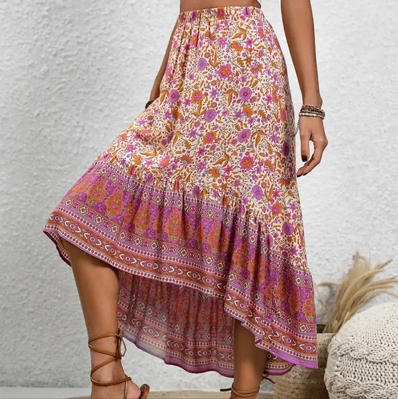 Rich Garden High-Low Skirt