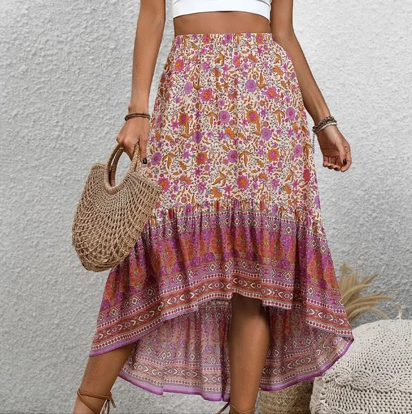 Rich Garden High-Low Skirt