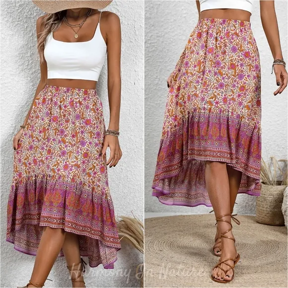 Rich Garden High-Low Skirt