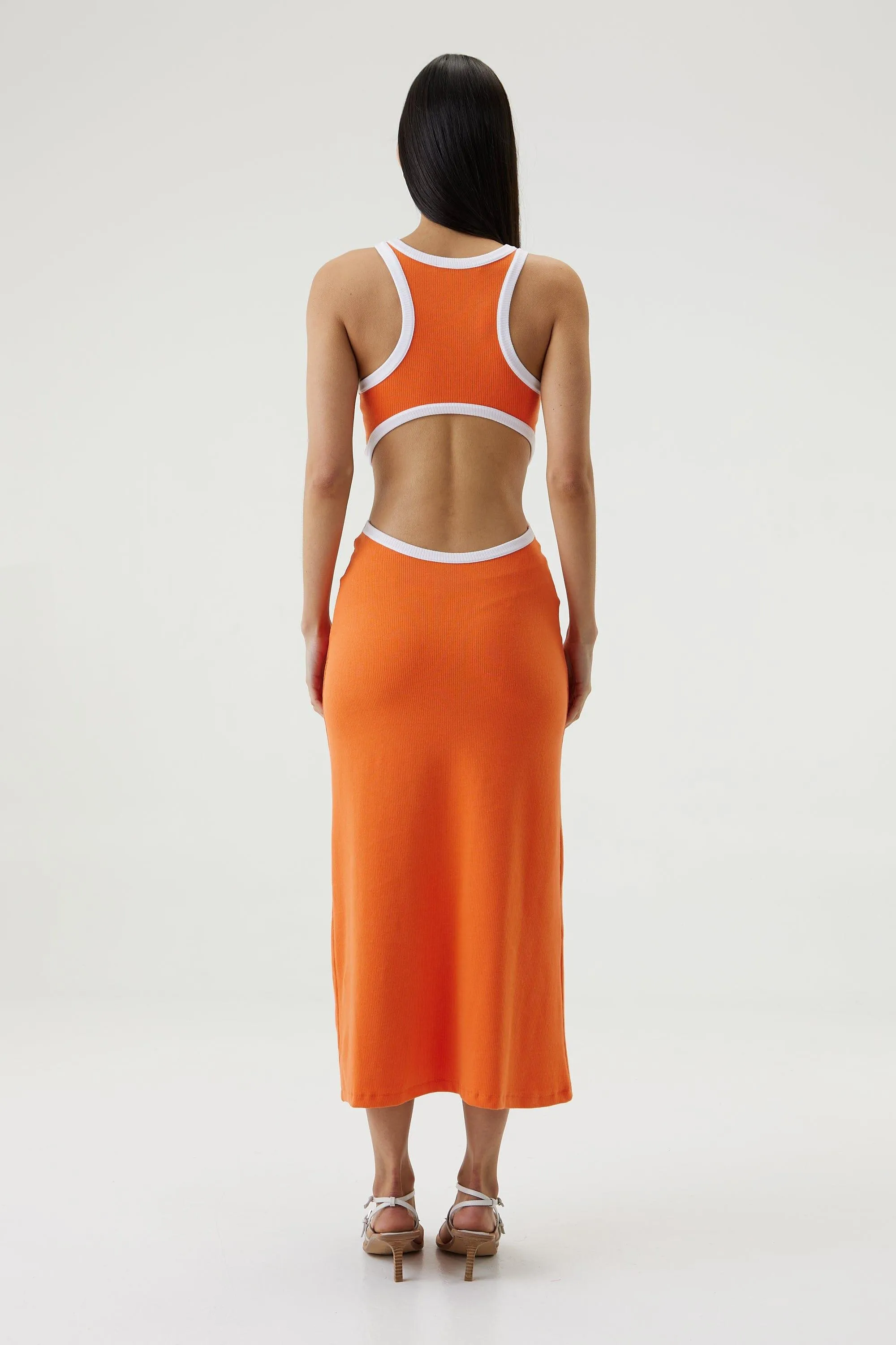 RING AROUND TANK MIDI DRESS | TANGERINE