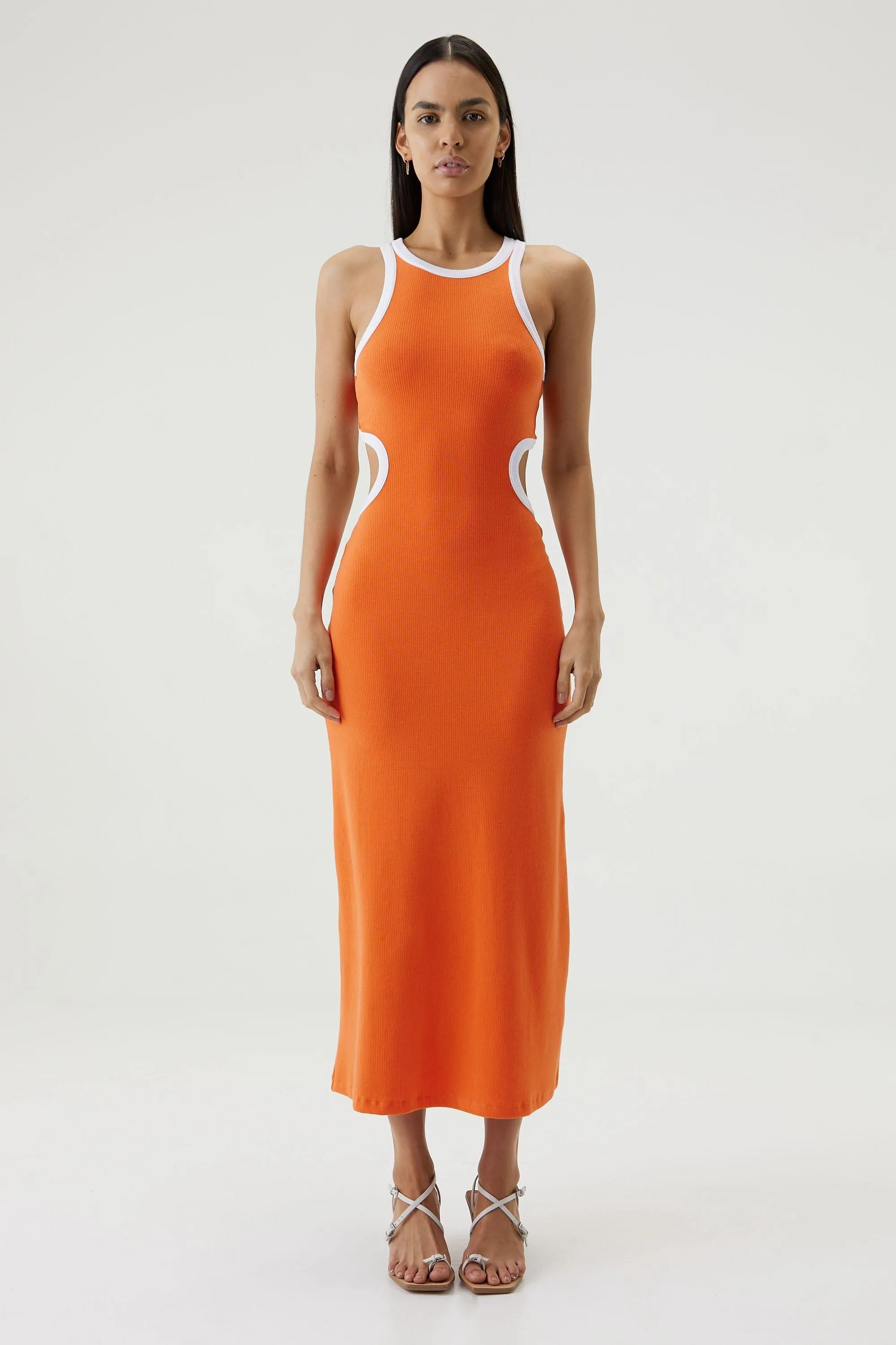 RING AROUND TANK MIDI DRESS | TANGERINE