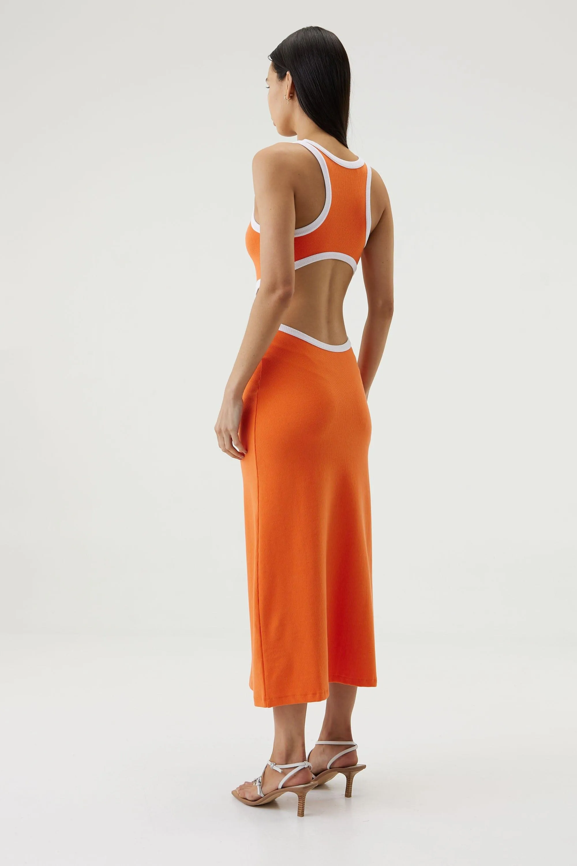 RING AROUND TANK MIDI DRESS | TANGERINE