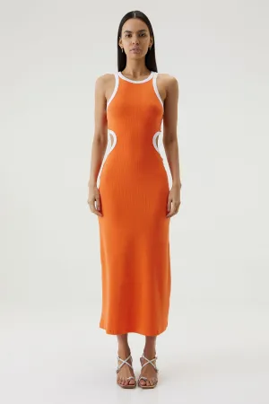 RING AROUND TANK MIDI DRESS | TANGERINE