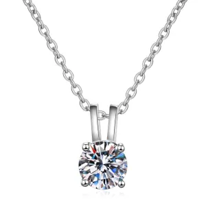 Round Cut Moissanite Diamond Classic Pendant Necklace