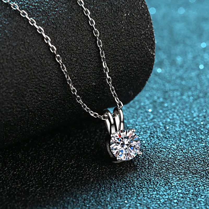 Round Cut Moissanite Diamond Classic Pendant Necklace