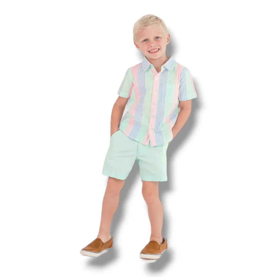 RuffleButts | Chino Shorts | Mint