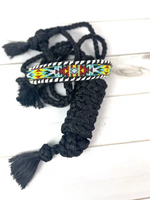 SALE! Black White Yellow Multi Color Beaded Nylon Muletape Halter