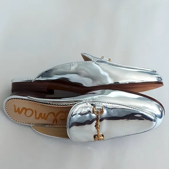 Sam Edelman Mule Size 5.5 Silver Leather Horsebit Classic Chic Office Comfort