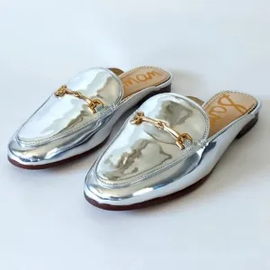 Sam Edelman Mule Size 5.5 Silver Leather Horsebit Classic Chic Office Comfort