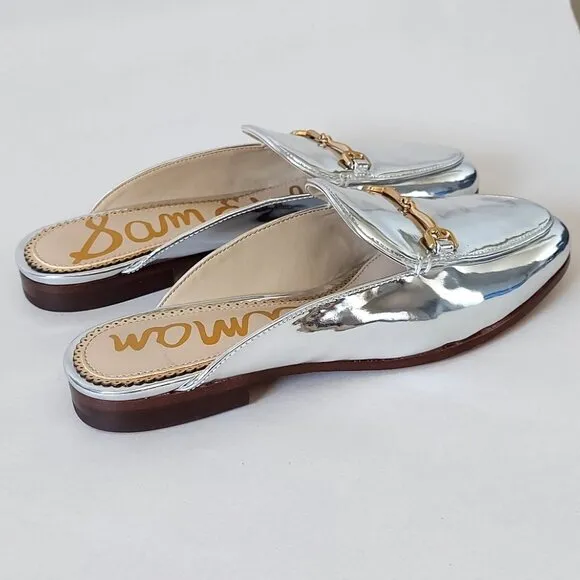 Sam Edelman Mule Size 5.5 Silver Leather Horsebit Classic Chic Office Comfort