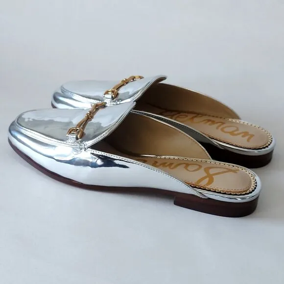 Sam Edelman Mule Size 5.5 Silver Leather Horsebit Classic Chic Office Comfort