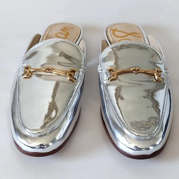 Sam Edelman Mule Size 5.5 Silver Leather Horsebit Classic Chic Office Comfort