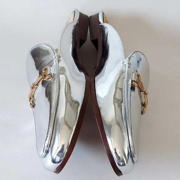 Sam Edelman Mule Size 5.5 Silver Leather Horsebit Classic Chic Office Comfort