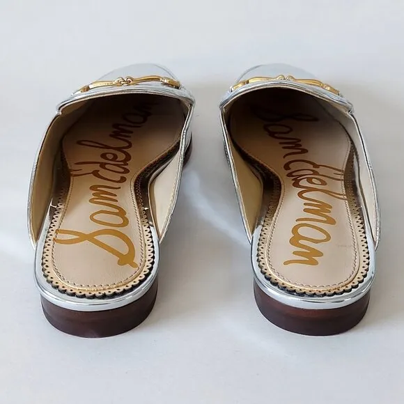 Sam Edelman Mule Size 5.5 Silver Leather Horsebit Classic Chic Office Comfort