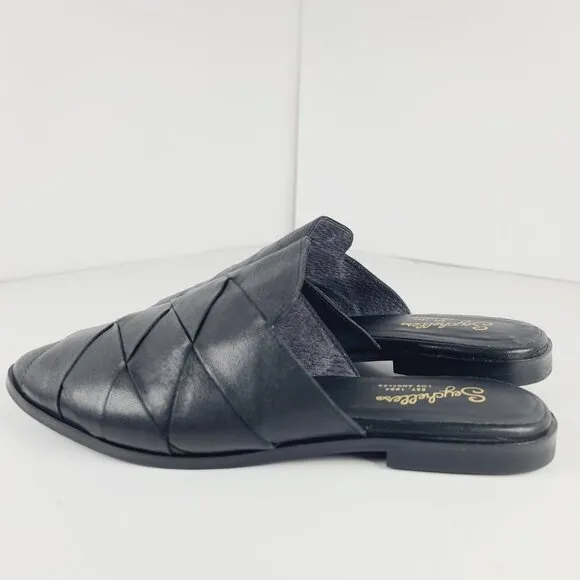 Seychelles Women's Black Survival Cozy Leather Faux Fur Slip-On Mule Size US 8