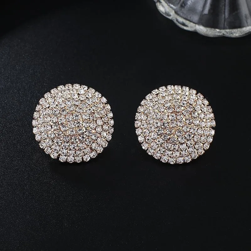Shiny Full Rhinestone Stud Earrings For women Party Wedding Jewelry