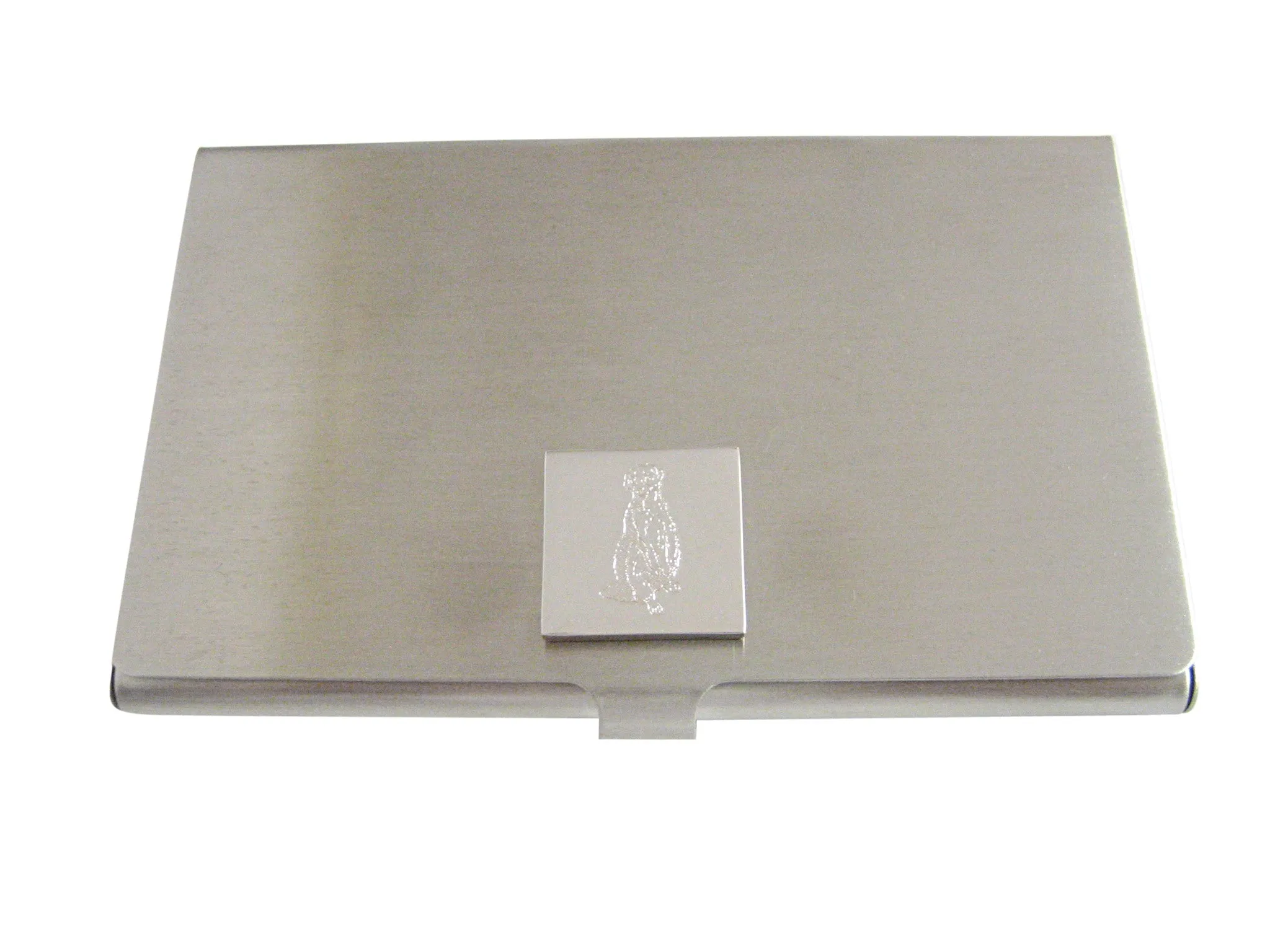 Silver Toned Etched Meerkat Business Card Holder