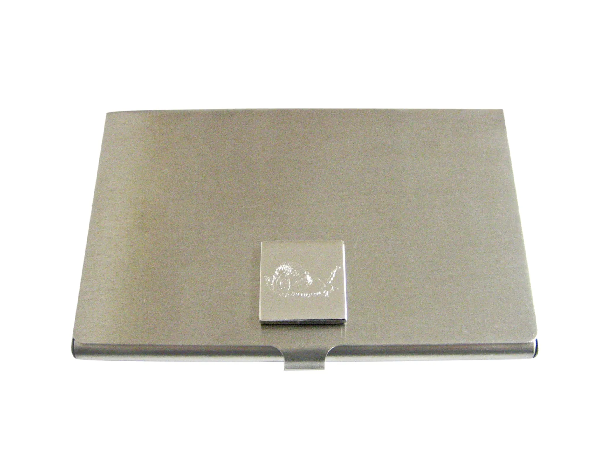 Silver Toned Etched Snail Business Card Holder