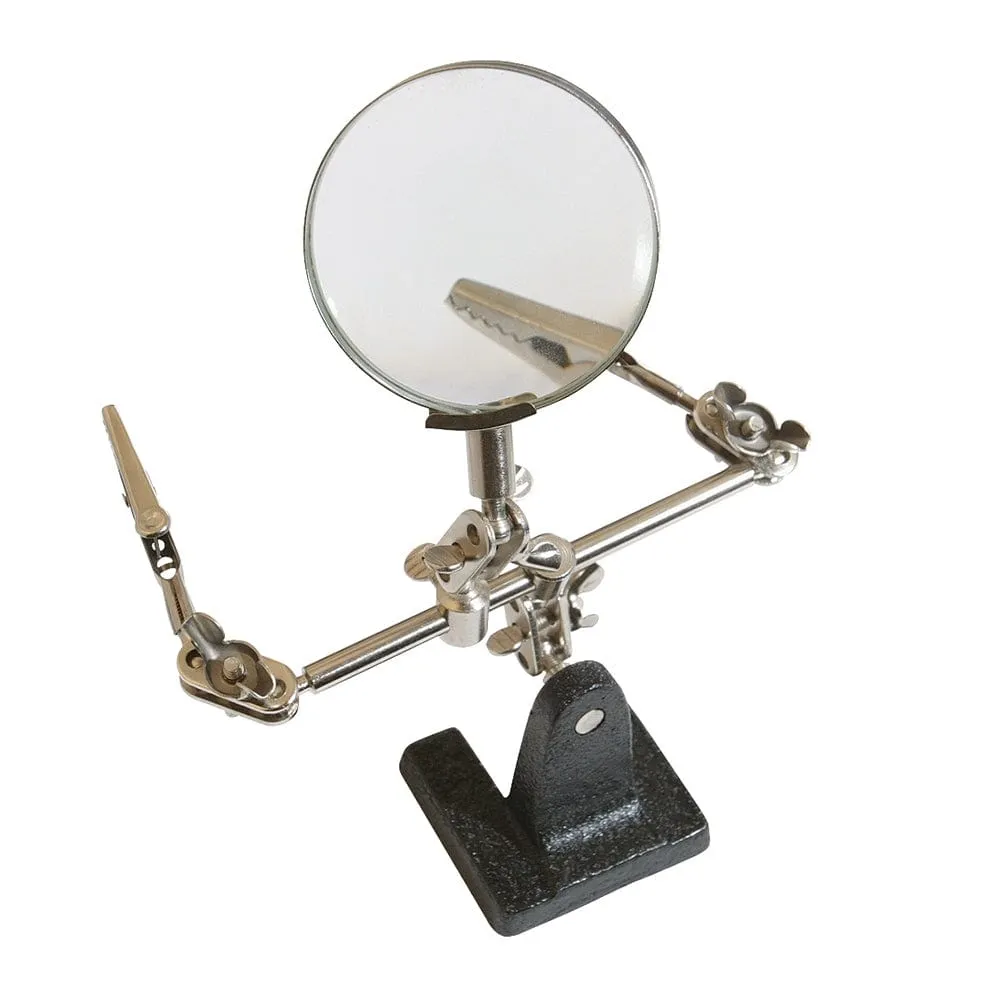 SILVERLINE HELPING HANDS MAGNIFIER MAGNIFYING GLASS SOLDERING ELECTRONICS HOBBY
