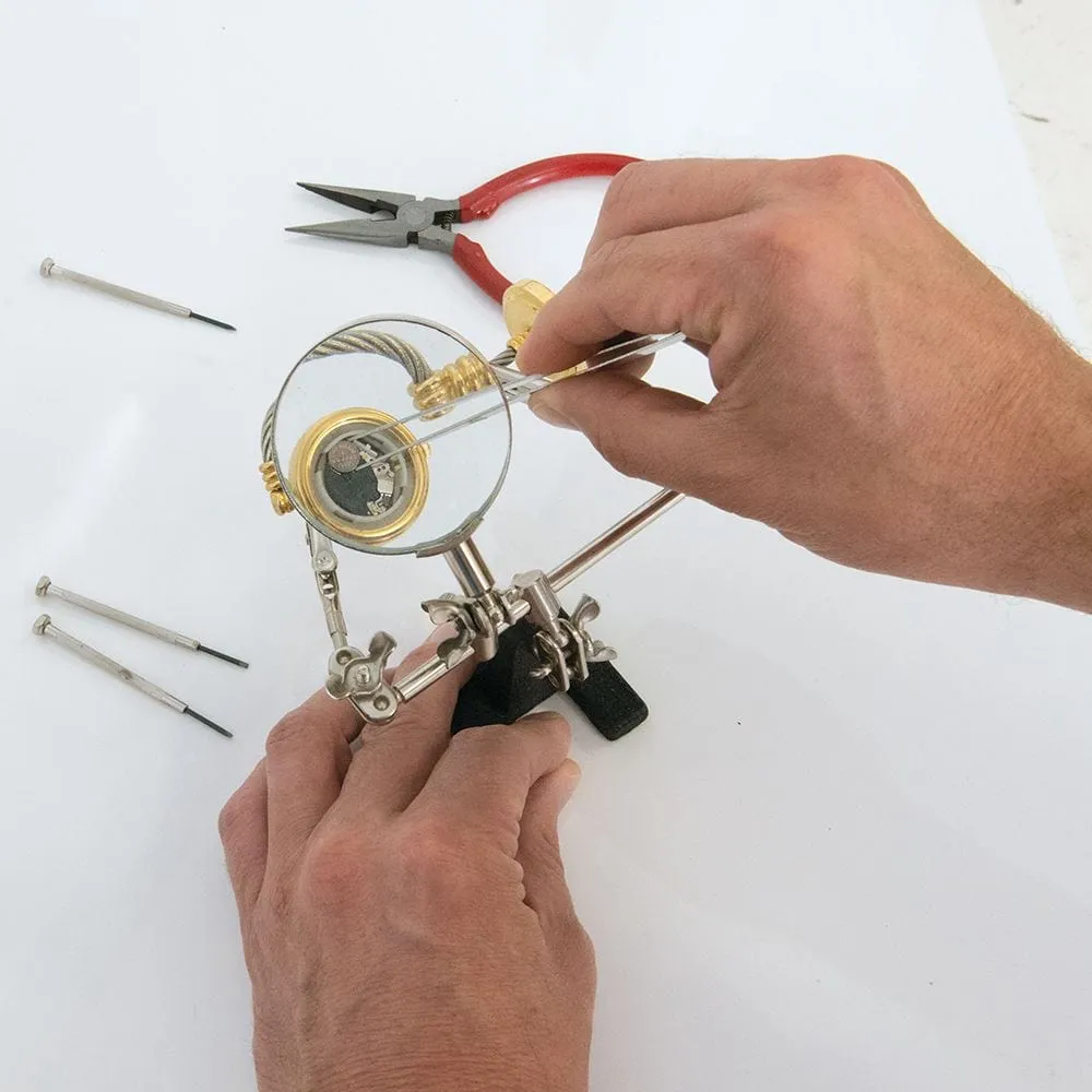 SILVERLINE HELPING HANDS MAGNIFIER MAGNIFYING GLASS SOLDERING ELECTRONICS HOBBY
