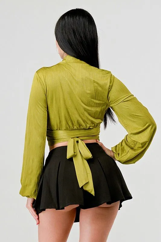 Simone Wrap Tie-Back Blouse