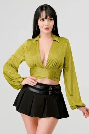 Simone Wrap Tie-Back Blouse