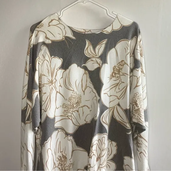 SIONI Dolman Sleeve Floral Print Pullover Sweater