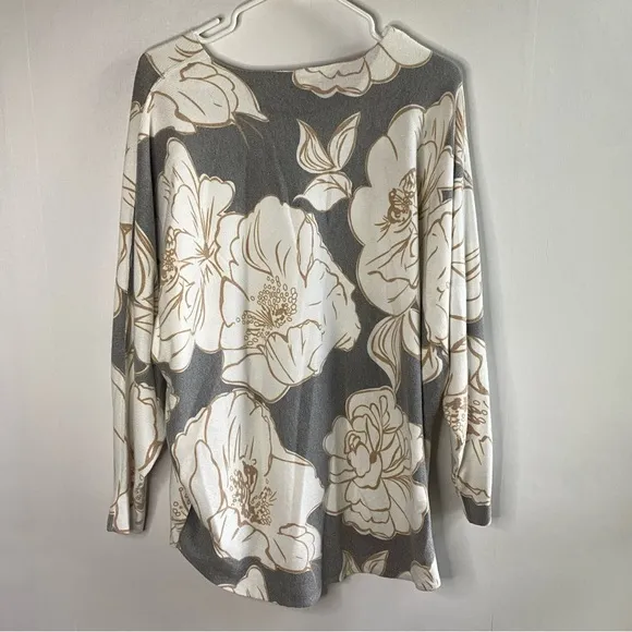 SIONI Dolman Sleeve Floral Print Pullover Sweater