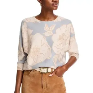 SIONI Dolman Sleeve Floral Print Pullover Sweater