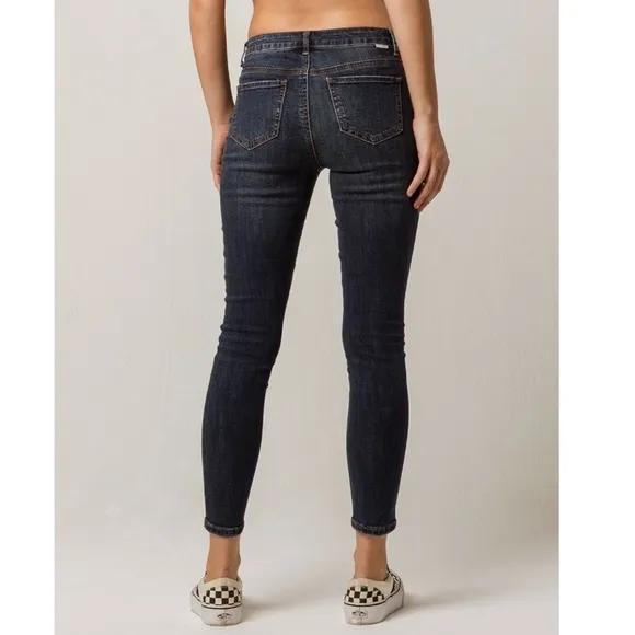 Sky and Sparrow Lace Up High Waist Jeans Skinny Whisker Front 11 Juniors Blue