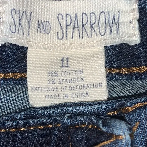Sky and Sparrow Lace Up High Waist Jeans Skinny Whisker Front 11 Juniors Blue