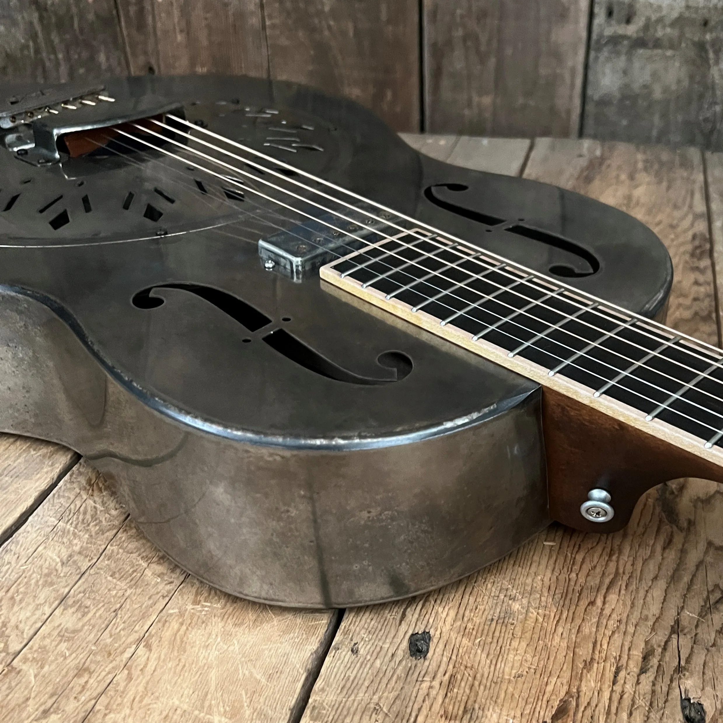 SOLD - Mule Resophonic Tri-Cone Round Neck Resonator Guitar