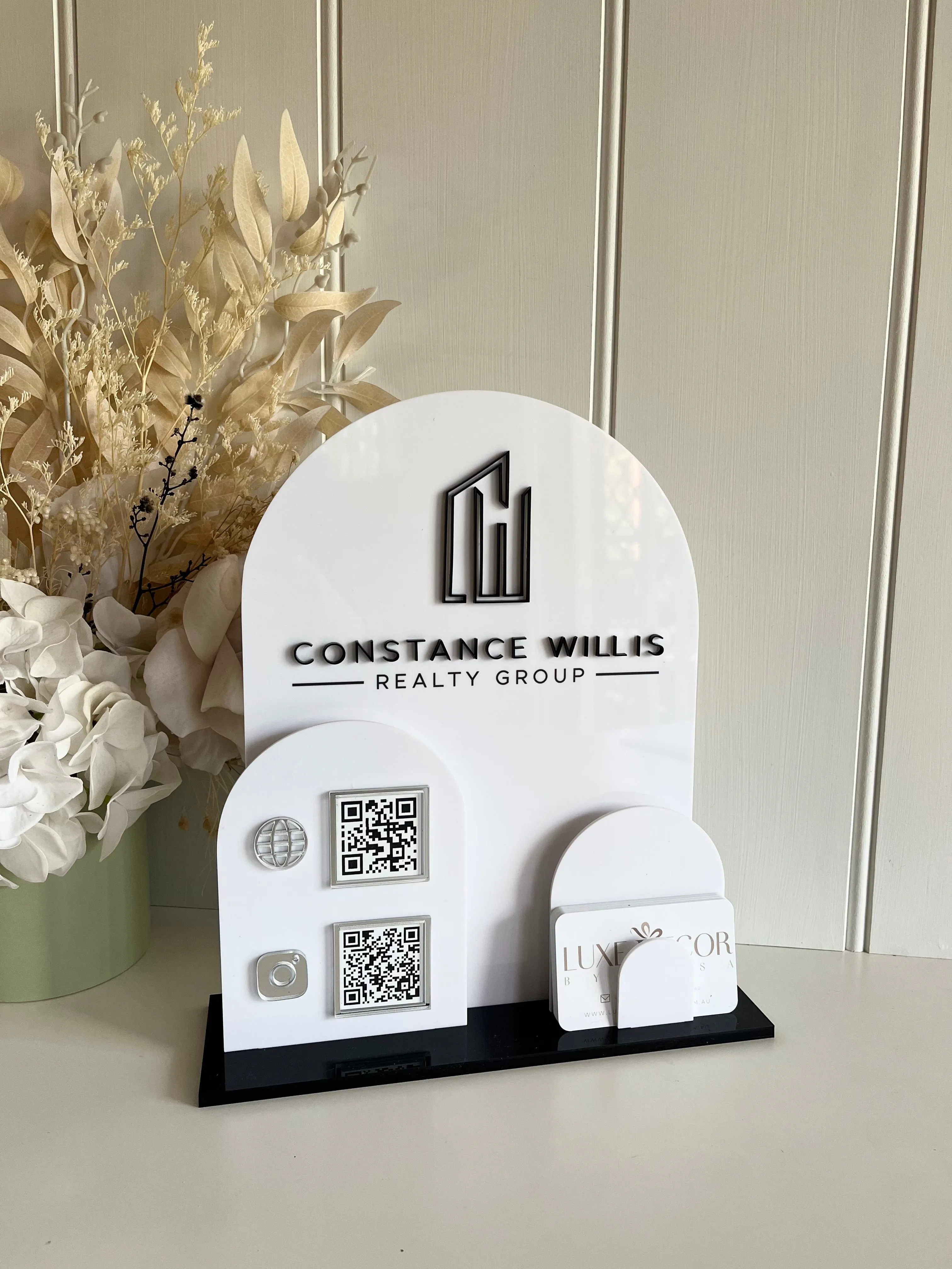 Solid Triple Arches, Logo, QR’s   Card Holder