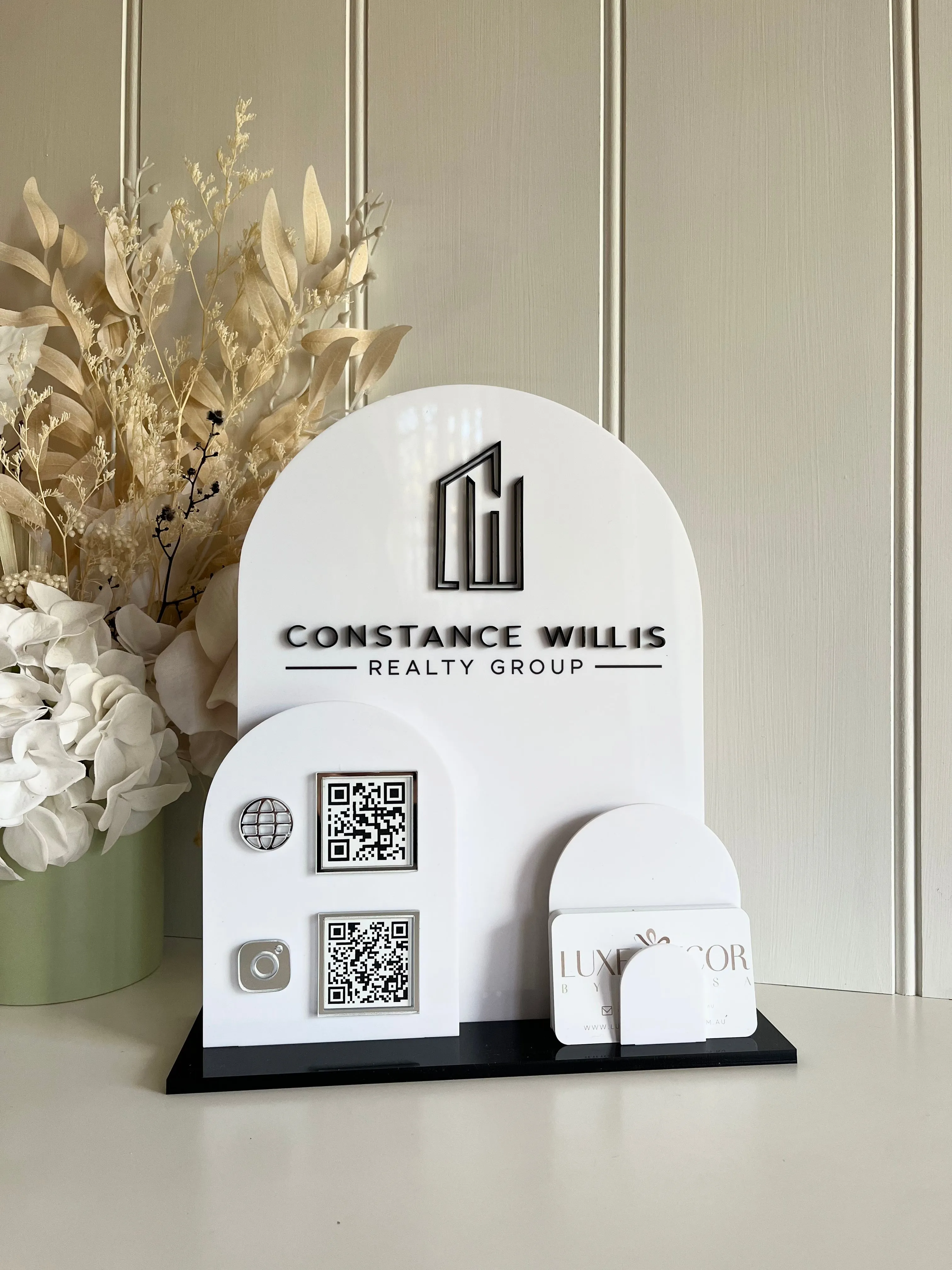 Solid Triple Arches, Logo, QR’s   Card Holder